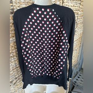 ELLE Black white red long sleeve cardigan with sheer back size M